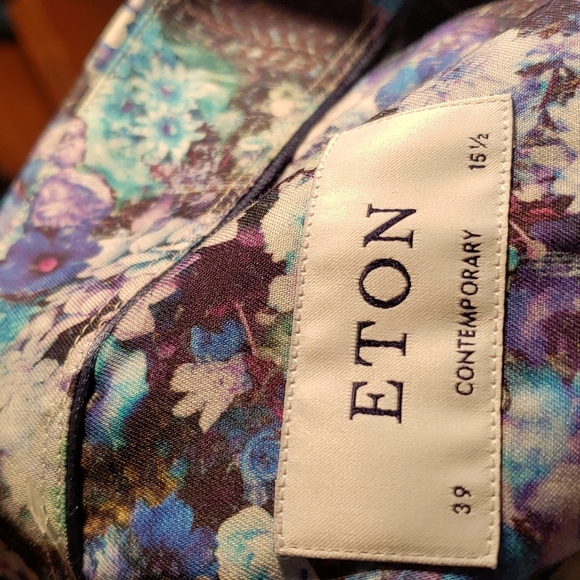 Womans Eton multiple colored  floral button down shirt - Picture 5 of 6